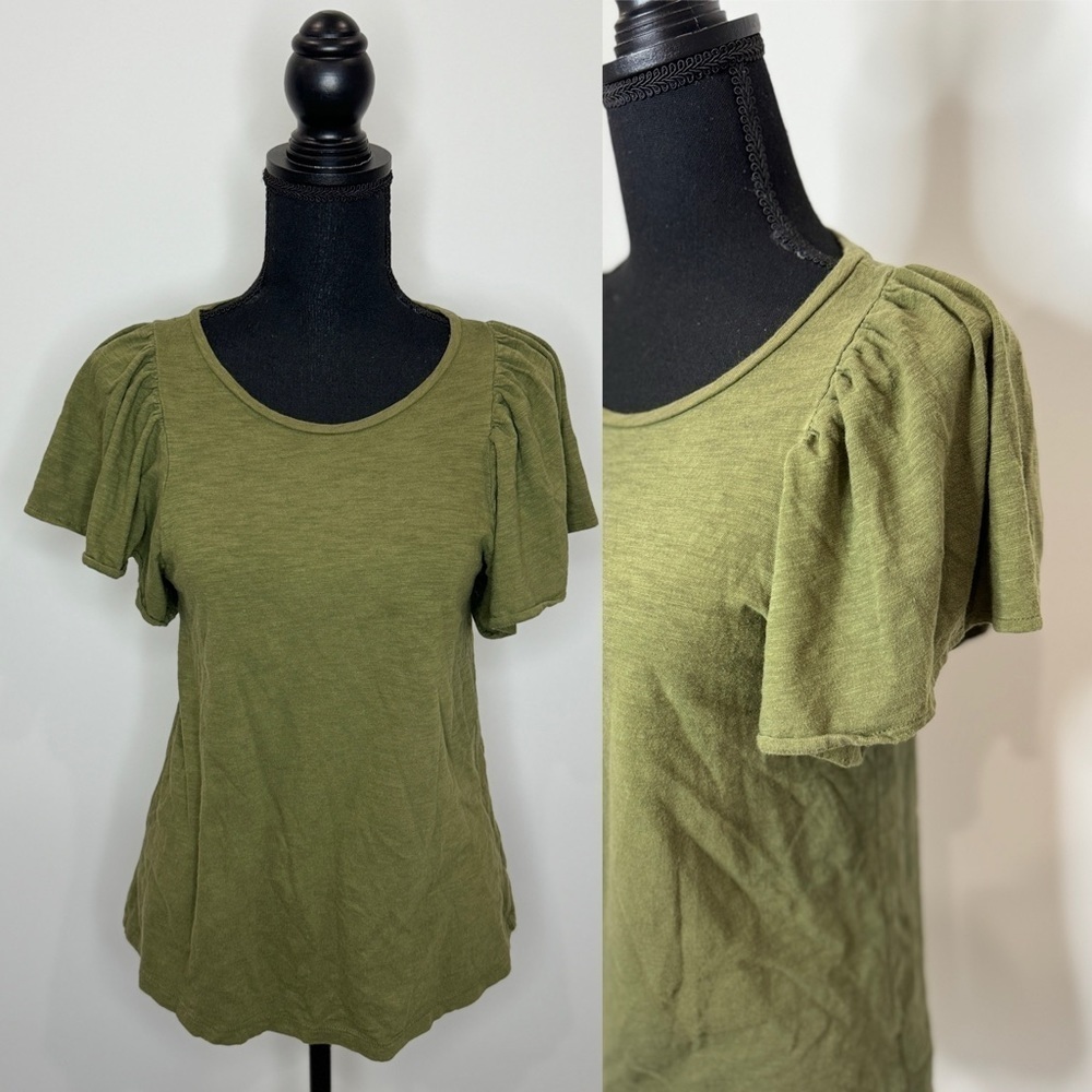 Old Navy Green Flutter Sleeves Top (S)